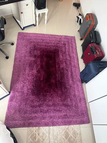 Home Centre Purple/Maroon Shaggy Rug – Excellent Condition – Approx. 1.25–1.5m × 2.3m