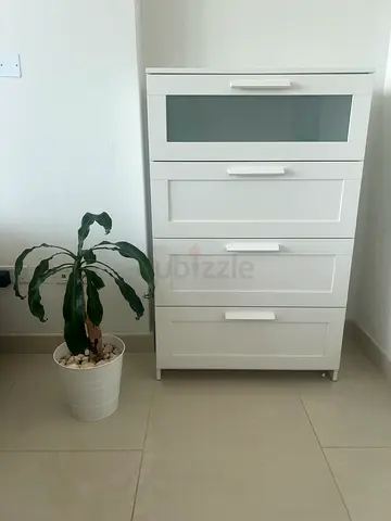 IKEA Chest of 4 drawers, white with frosted glass 78x46x124 cm