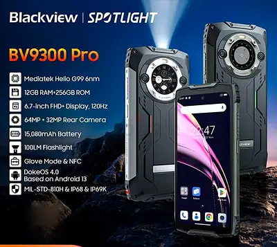 Blackview BV9300 Pro Rugged Smartphone - 12GB/256GB, 15,080mAh, 64MP 5G