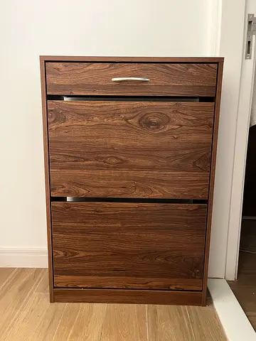Wooden 3-Drawer Chest/Dresser in Walnut Finish for Shoes