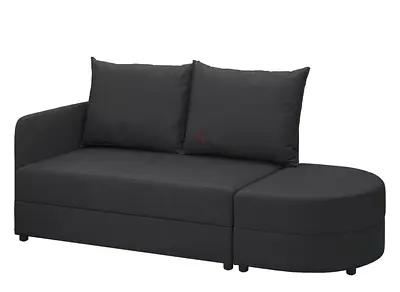 Compact 2-Seater Chaise Sofa Bed in Dark Grey