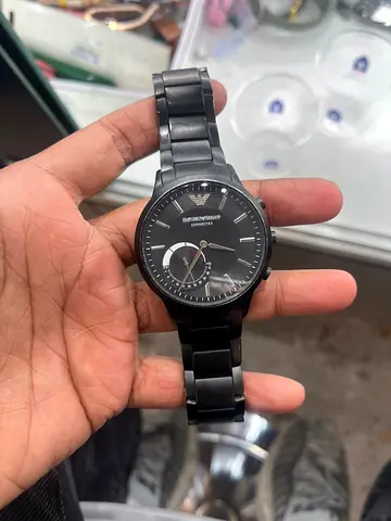 Emporio Armani black stainless steel mens watch - hybrid smartwatch