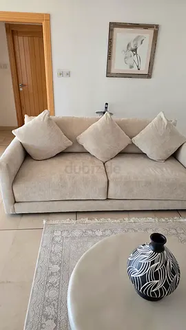 Light Beige 3-Seater Fabric Sofa in Good Condition