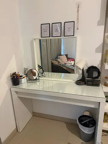 White Dressing Table with Mirror  chair - Vanity Desk