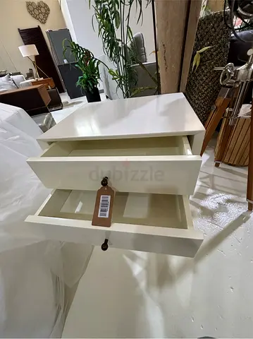 White Nightstand with 2 Drawers
