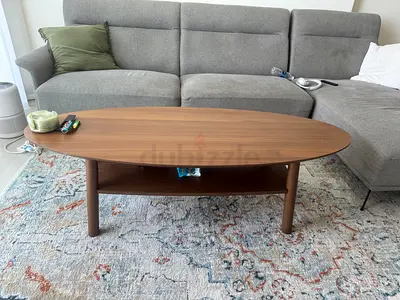 Wooden Oval Coffee Table with Lower Shelf from Home Center - W150 | D60 | H45