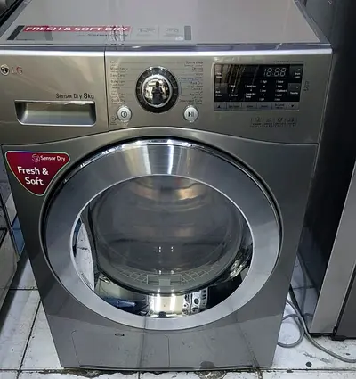 LG Front Load Washer Dryer 8kg - Silver, Sensor Dry