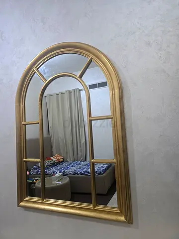 Large Decorative Arched Wall Mirror with Gold Frame