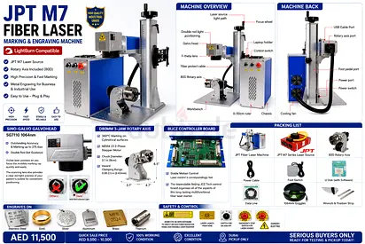 JPT M7 Fiber Laser Marking Engraving Machine + Rotary Axis + LightBurn Compatible