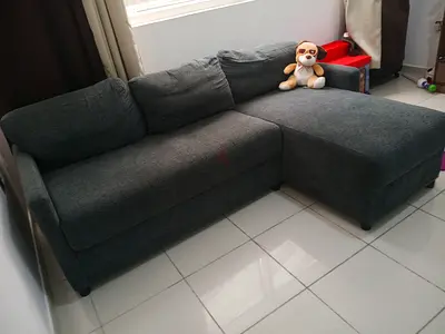 L shaped sofa grey color