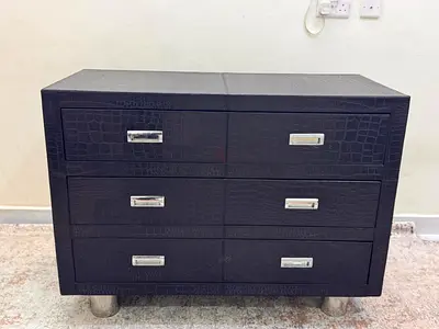 Black Faux-Croc Chest of Drawers - 6 Drawer Dresser
