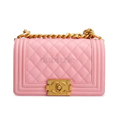 Authentic Chanel Small Boy Bag – Pink Lambskin Leather