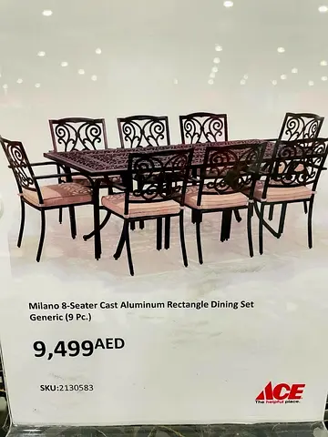 Milano 8 Seater Cast Aluminium Dining Set