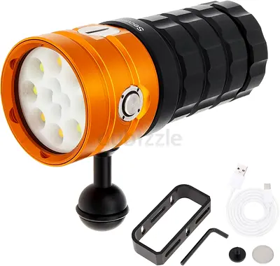 SecurityIng Dive Light, DF15 25000 Lumens, 100m Underwater Video Light,