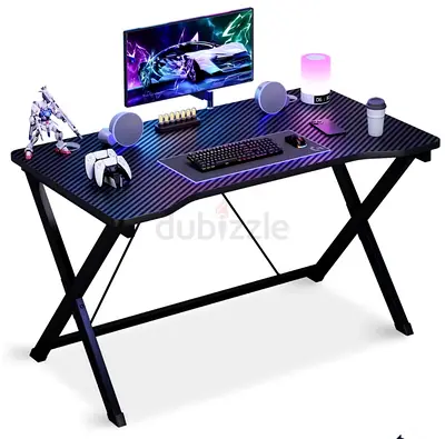 Gaming Computer Desk with Carbon Fiber Top and X-Leg Frame