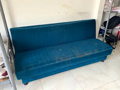 Blue Sofa Bed with Storage - AED 200 (Al Nabbah, Sharjah)