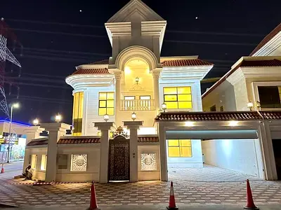 Villa for rent in Al Yasmin, Ajman. 5 bedrooms, living room, majlis, spacious kitchen with maid's room.