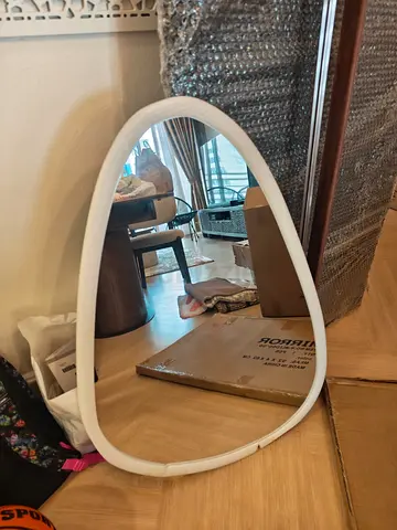 White Oval Wall/Vanity Mirror with back light (600mm x 900mm) — Flawless Condition
