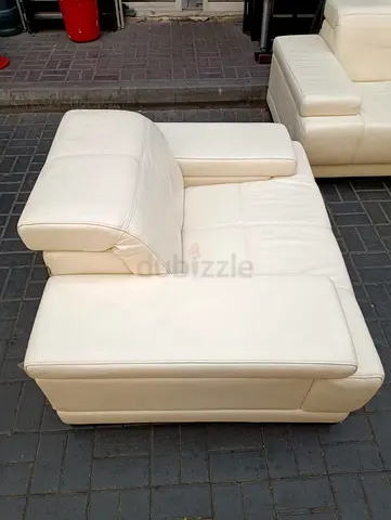 Cream Leather Single-Seat Sofa 3+2+1 Armchair (Modern)