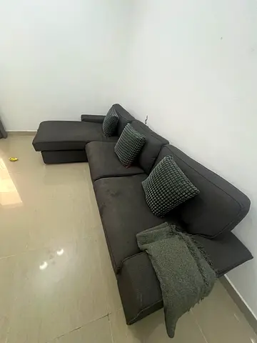 L-shaped grey fabric sectional sofa, good condition Ikea Sofa KIVIK