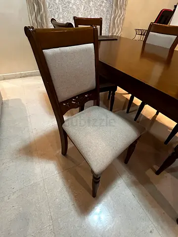 Solid wood dining chair with light fabric upholstery - set item
