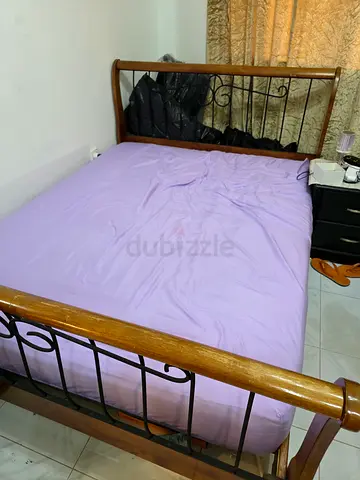 Wood and Metal Double Bed Frame in Good Condition