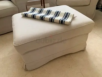 Beige Upholstered Ottoman
