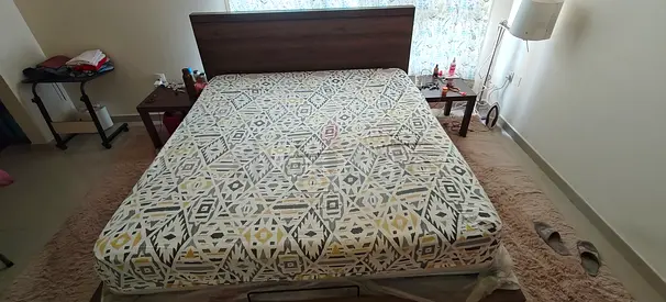King size wooden bed frame with storage .