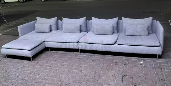 Light grey modular 4-seater sofa with chaise, good condition