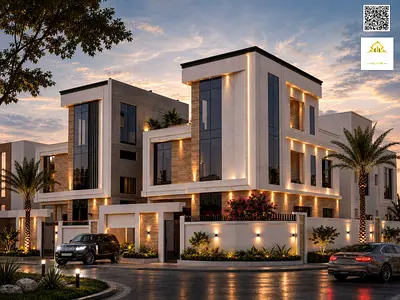 Luxury two-story corner villa with a rooftop terrace in Al Yasmin, Ajman, at a special price and in a strategic location close to Dubai and amenities.