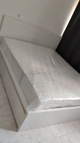 Ikea Malm White platform double bed with mattress - good condition