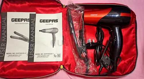 Geepas Hair Dryer and Mini Hair Straightener Set with Case - Used - 200.00aed