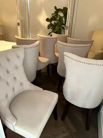 12 x Marina Home Elegant Tufted Velvet Dining Chairs with Stud Detail
