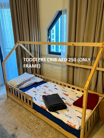 Toddler Montessori House-Style Wooden Crib Frame (Only Frame) AED 250