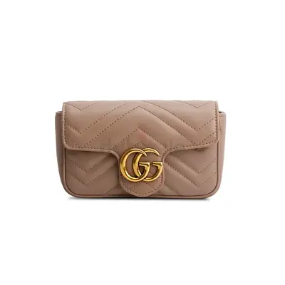 Authentic Gucci GG Marmont Super Mini Bag – Pink Matelassé Leather