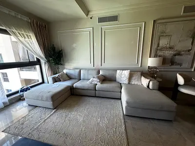 Light grey L-shaped sectional sofa with chaise — excellent condition
