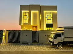 For rent in Al Zahia: 4 master bedrooms, men's majlis, family room, kitchen, and maid's room