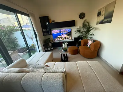 Cream Bouclé L-Shaped Sectional Sofa - Good Condition