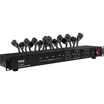 Pyle Pro PCO865 19-Outlet Rackmount Power Distribution Unit (PDU) with Multiple Outlets  USB Ports
