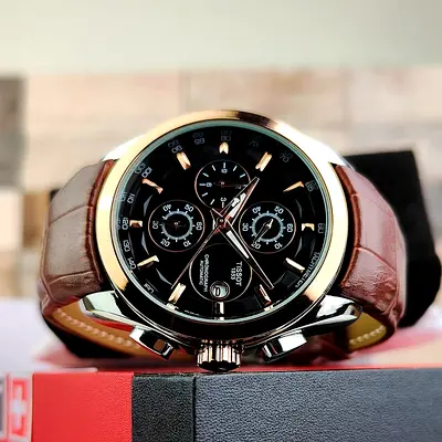 Tissot watch with leather belt