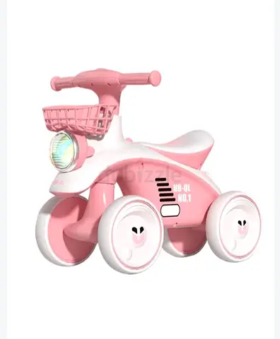 Pink Ride-On Toddler Trike with Front Basket  Light— Lightweight 4-Wheel Balance Bike