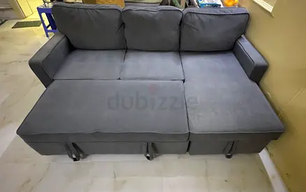 Grey 3-seater sofa with pull-out bed (good condition)