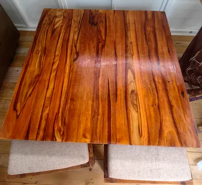 Solid Sheesham Wood Square tea Table with 4 Chairs - Good Condition