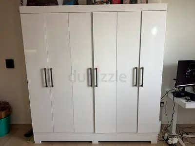 White  - 3 Double Doors Wardrobe with Metal Handles - Great Condition