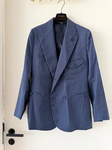 Christian Dior Mens Double-Breasted Blue Blazer - Size 44