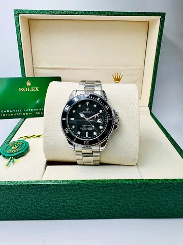 Rolex Submariner Style Mens Stainless Steel Watch with Box