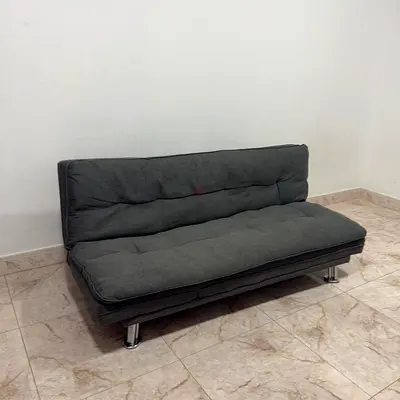 Dark Grey Convertible Sofa Bed - Compact Futon