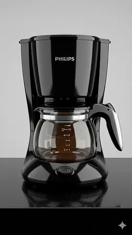 Philips Drip Coffee Maker with Glass Carafe - Black
