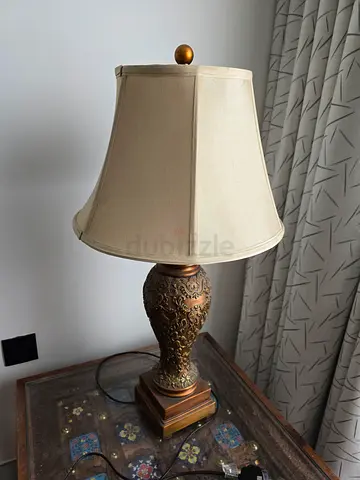 Antique-style Table Lamp with Fabric Shade