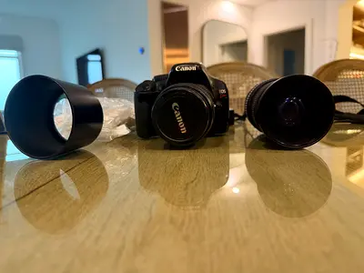 Canon EOS 550D Rebel t2i Kiss x4 DSLR with Two Lenses + Macro Adapter